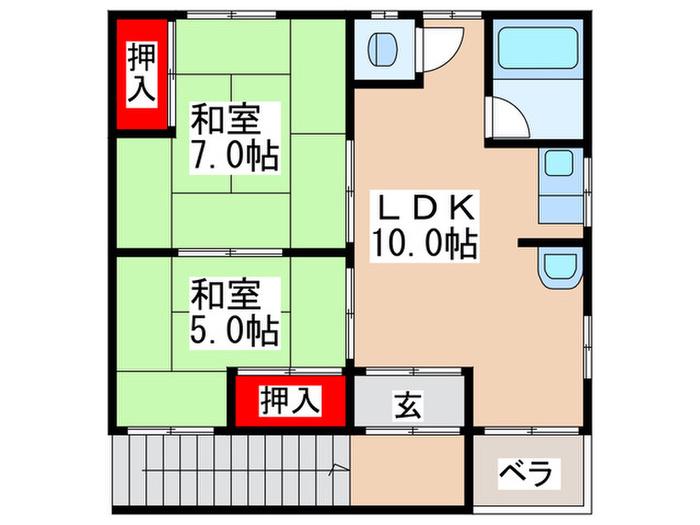丸田VILLA(2LDK/2階)の間取り写真