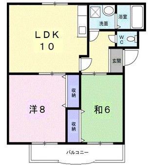 ハイツ沖田I(2LDK/3階)の間取り写真