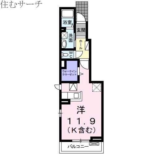 ALEGRIA(ワンルーム/1階)の間取り写真