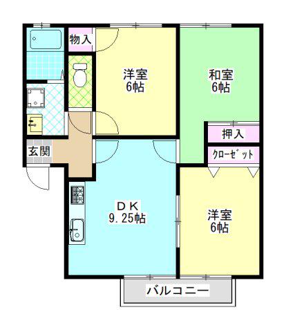 フォブールあおい(3DK/2階)の間取り写真