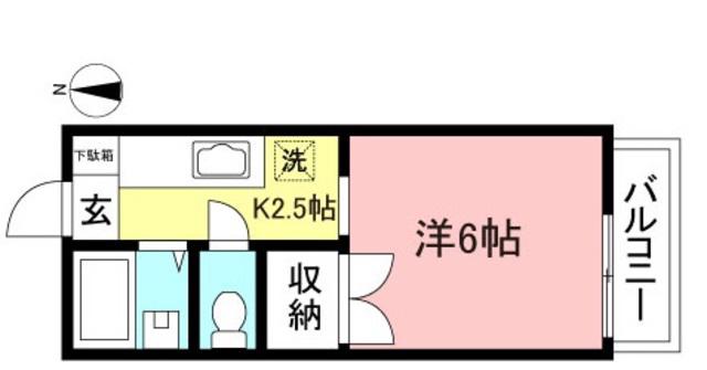 ハイツ西田(1K/1階)の間取り写真