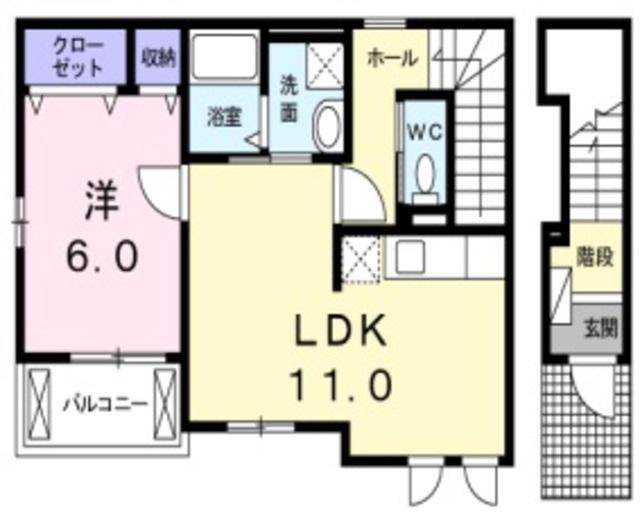クラリティ スカイⅡ(1LDK/2階)の間取り写真