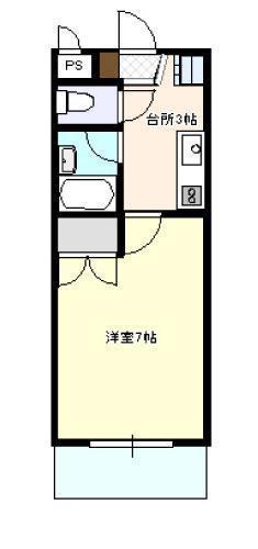 シャトレ城ケ丘(1K/1階)の間取り写真