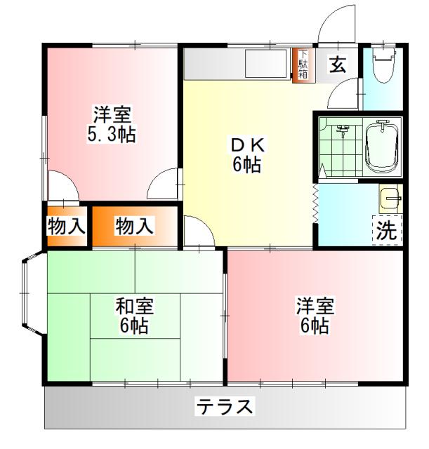 光ハイツ(3DK/1階)の間取り写真