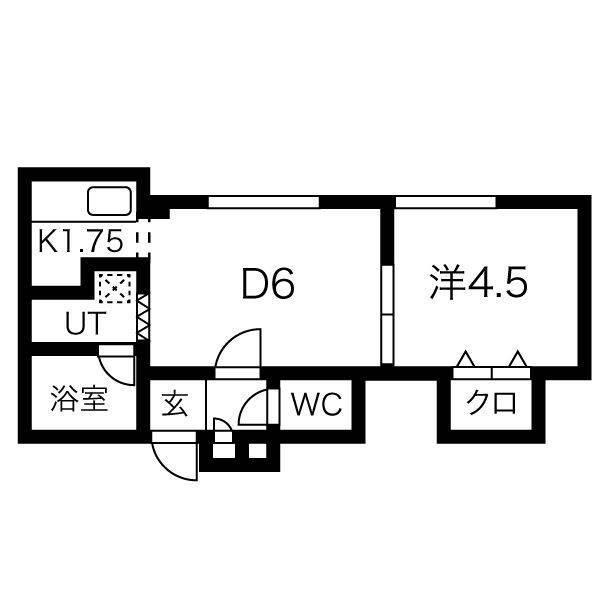 サークルI澄川B棟(1LDK/2階)の間取り写真