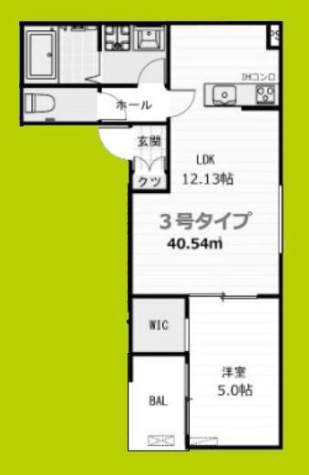 イル・フィオーレ一津屋(1LDK/1階)の間取り写真