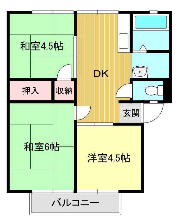 ドリームハイツ出石C棟(3DK/2階)の間取り写真