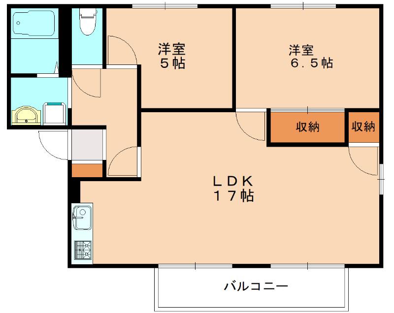 サラダ村 A棟(2LDK/2階)の間取り写真