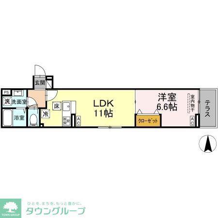 セレスティア南花畑IV(1LDK/1階)の間取り写真