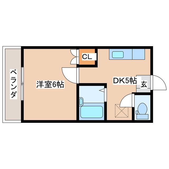 第3年見マンション(1DK/3階)の間取り写真