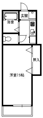 フィールド(1K/1階)の間取り写真