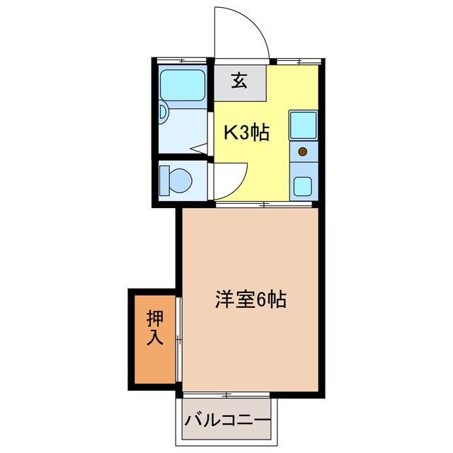 アーバン折立 南棟(1K/2階)の間取り写真