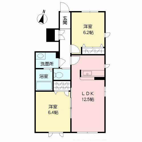 ピエソンプラン I棟(2LDK/1階)の間取り写真