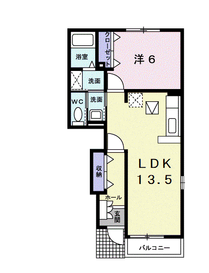 BRISA(1LDK/1階)の間取り写真