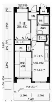 エスポワールダイエイ(2LDK/3階)の間取り写真