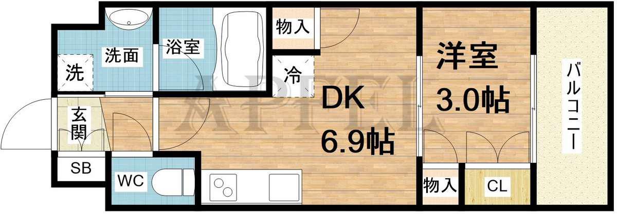 アーバネックス 大阪城北(1DK/3階)の間取り写真