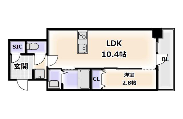 大阪難波NOAH(1LDK/6階)の間取り写真