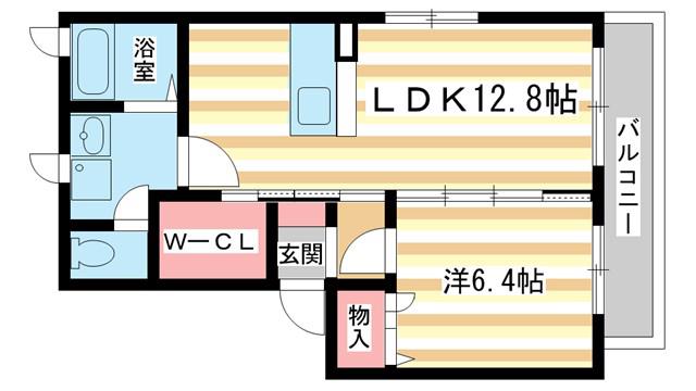 グレイスコートF(1LDK/2階)の間取り写真