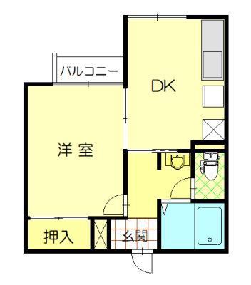 セジュールクレスト(1DK/1階)の間取り写真