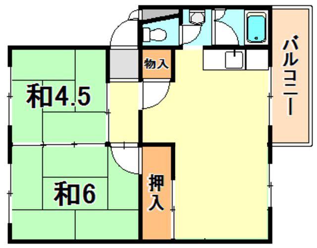 東垂水1号棟(2LDK/5階)の間取り写真