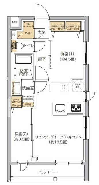 リビオメゾン湯島(2LDK/4階)の間取り写真