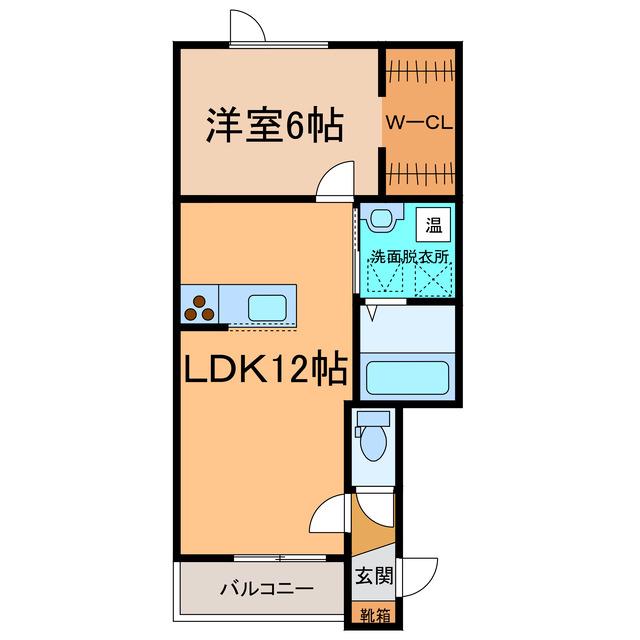 シェルメゾンC(1LDK/2階)の間取り写真