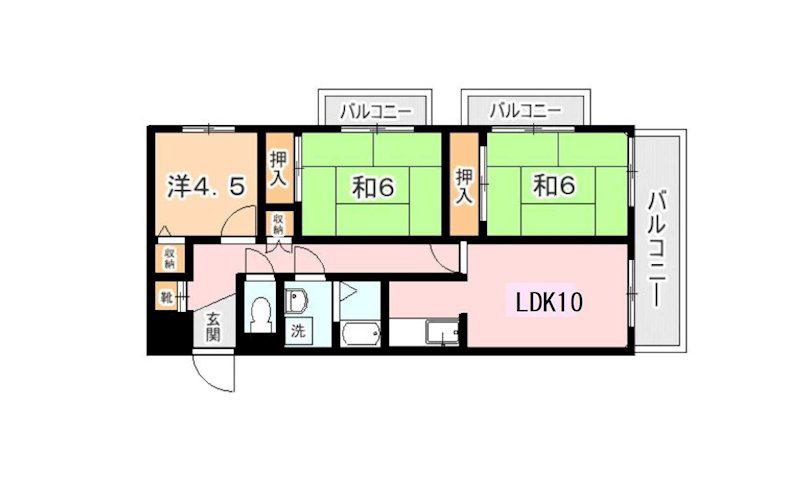 DELPHI鴨池I(3LDK/4階)の間取り写真