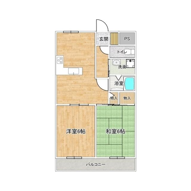 ORUTE95(2LDK/2階)の間取り写真