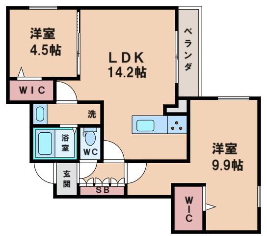 エトワールK(2LDK/2階)の間取り写真