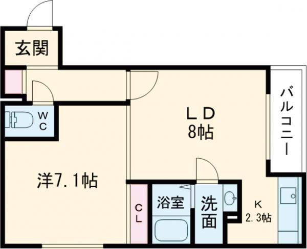 BRILLER五稜郭(1LDK/2階)の間取り写真