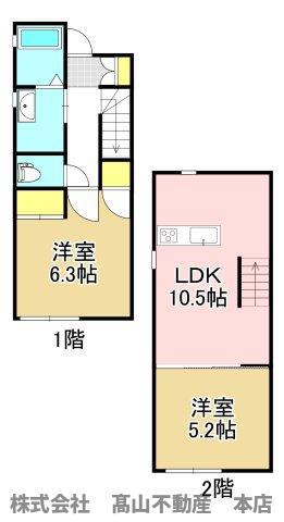 エクリュ光岡 C棟(2LDK/1階)の間取り写真