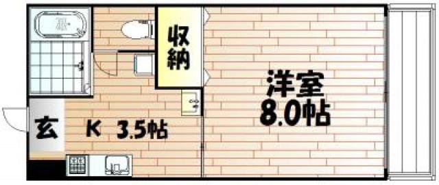 サンセリティ(1K/1階)の間取り写真