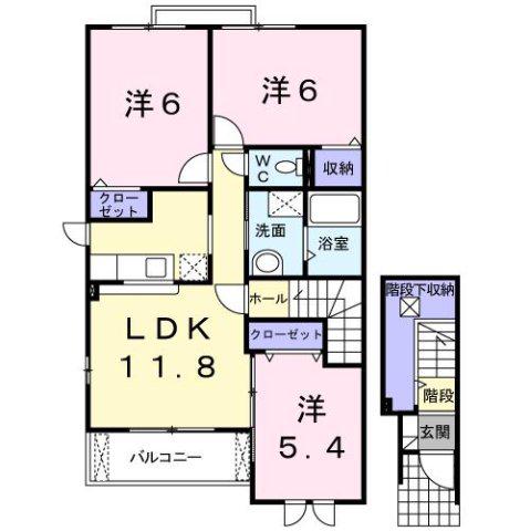 セレーノI(3LDK/2階)の間取り写真