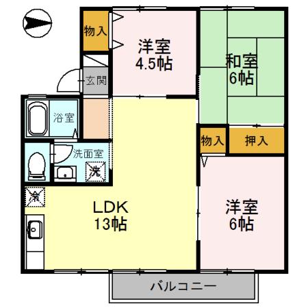 ヴィラ―ル大和(3LDK/1階)の間取り写真