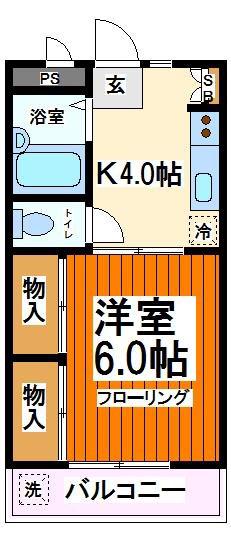 森屋マンション(1K/2階)の間取り写真