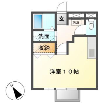 サウスレグルス(ワンルーム/2階)の間取り写真