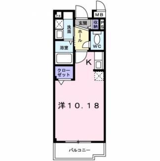 プログレNアルファ(ワンルーム/2階)の間取り写真