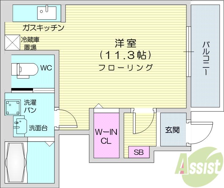 ベル小田原(1K/1階)の間取り写真