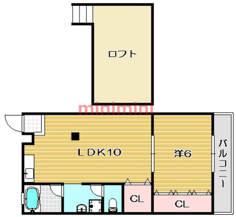 クレスト(1LDK/2階)の間取り写真