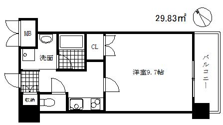 ショーソン上沢(1K/3階)の間取り写真