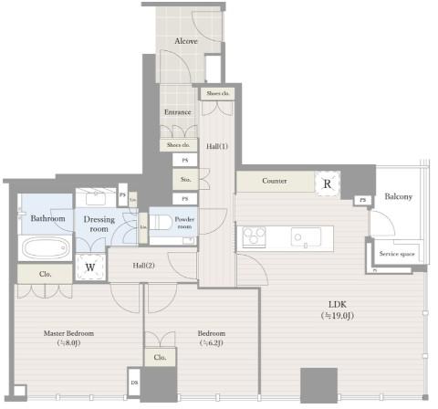 THE RESIDENCE ROPPONGI ザ・レジデンス六本木(2LDK/4階)の間取り写真