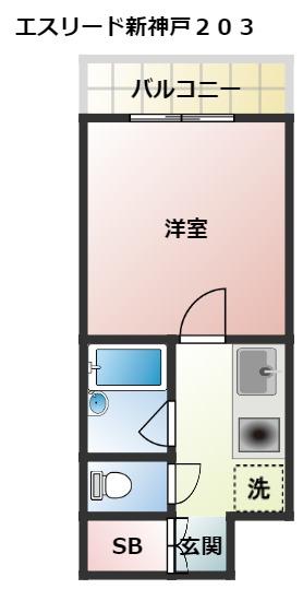 エスリード新神戸(1K/3階)の間取り写真