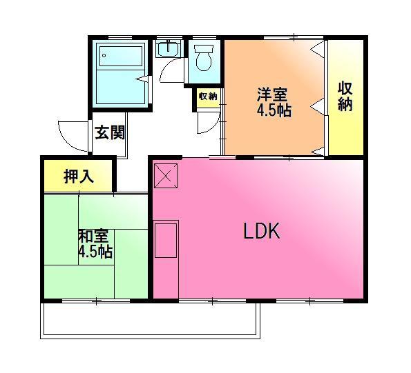 団地6-8-5(2LDK/1階)の間取り写真