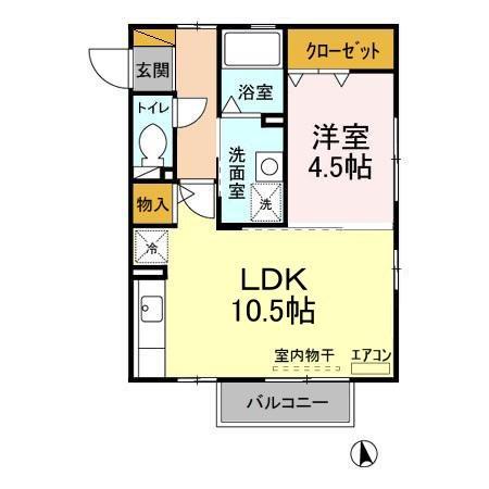 メゾンランコントル(1LDK/1階)の間取り写真