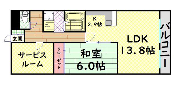 サザンコートなかもず(2LDK/3階)の間取り写真