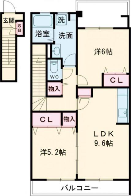 ルーセントベガ(2LDK/2階)の間取り写真