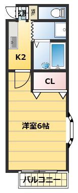 このみやビル(1K/2階)の間取り写真