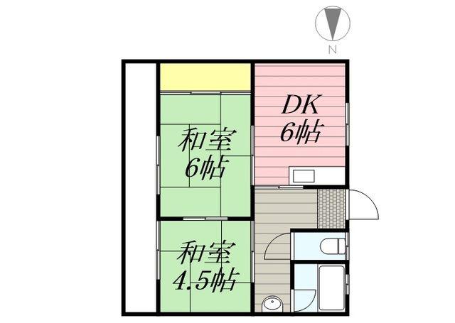 西岡マンション(2DK/1階)の間取り写真