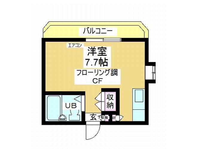 パールコーポ旭(ワンルーム/2階)の間取り写真