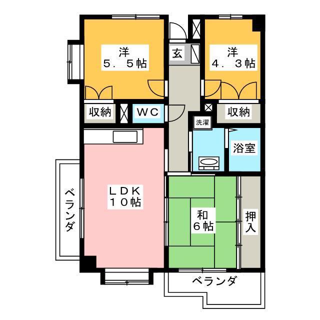 湘南カームライズ(3LDK/2階)の間取り写真